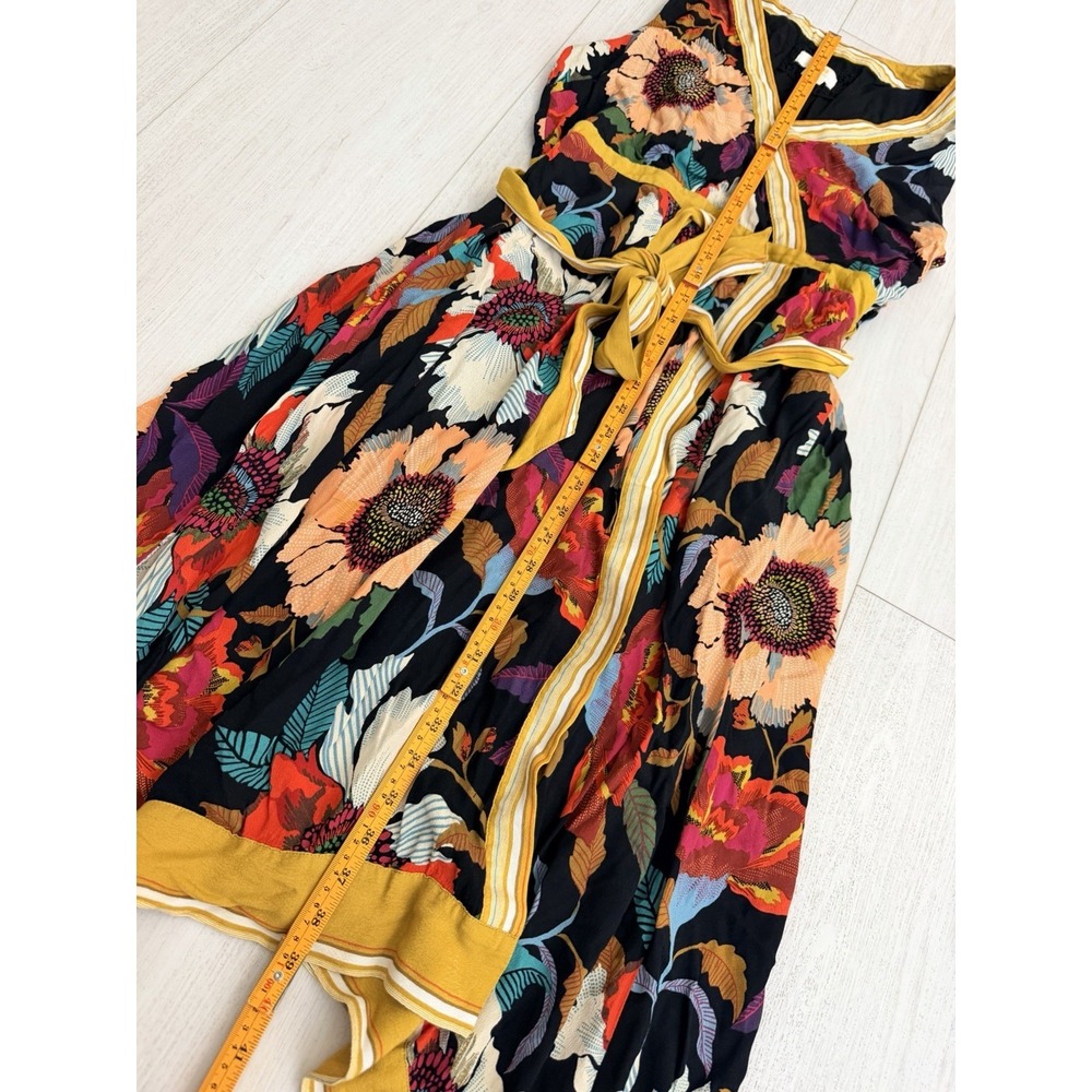 Maeve By Anthropologie Botanical Floral Faux Wrap Handkerchief Dress Sz 12 - Picture 7 of 10